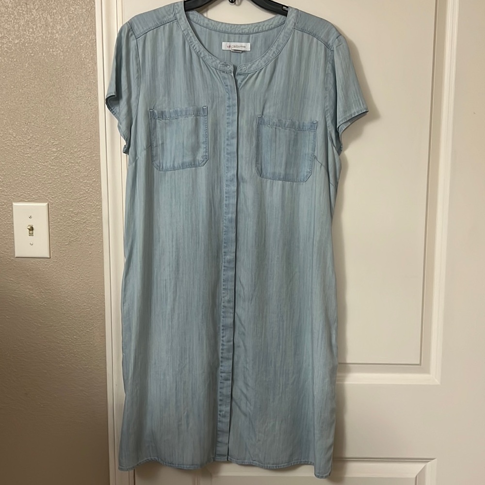 Liz Claiborne Denim Button Up Dress - L